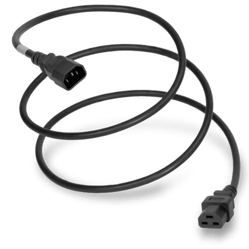 World Cord High Temp IEC320 C14 to IEC320 C21 20A 250V 14/3 SJT Power Cord - Black