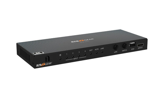 BZBGEAR 8K UHD HDMI 2.1 Switcher with Audio De-embedder (8K60, 4K120Hz 4:4:4 10bit VRR, FVA, ALLM support) - 4x1