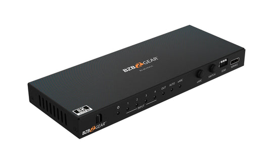 BZBGEAR 8K UHD HDMI 2.1 Switcher with Audio De-embedder (8K60, 4K120Hz 4:4:4 10bit VRR, FVA, ALLM support) - 4x1