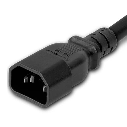 World Cord High Temp IEC320 C14 to IEC320 C21 20A 250V 14/3 SJT Power Cord - Black