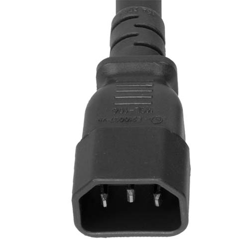 World Cord High Temp IEC320 C14 to IEC320 C21 20A 250V 14/3 SJT Power Cord - Black