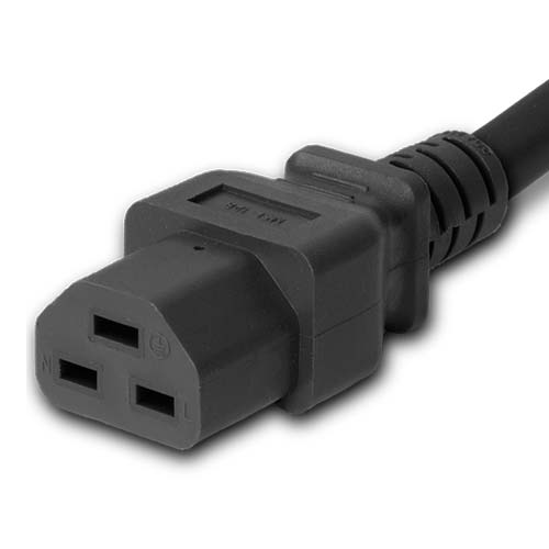 World Cord High Temp IEC320 C14 to IEC320 C21 20A 250V 14/3 SJT Power Cord - Black