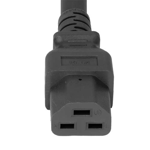 World Cord High Temp IEC320 C14 to IEC320 C21 20A 250V 14/3 SJT Power Cord - Black