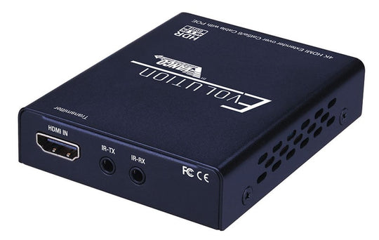 Evolution Ultra Slim HDMI Extender 4K/60Hz HDR PoE 130ft/40m, HDCP2.2 1080p 165ft/50m Bi-directional IR