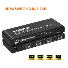 4K HDMI Switch with 3D, UHD-HDR Support, 60Hz - 3x1, 4x1, 5x1