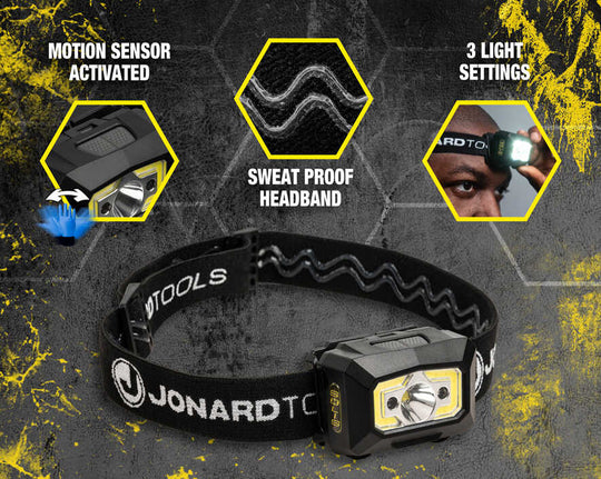 Jonard Tools Solis™ Ultra Bright Jobsite LED Headlamp, SOL-H2