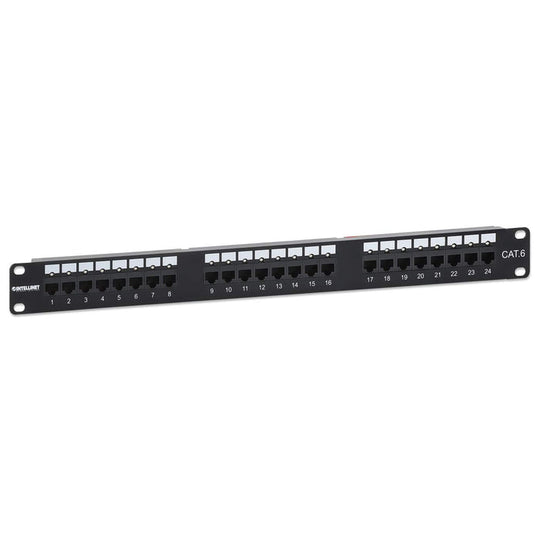 Intellinet Port Identifier Cat6 24-Port Patch Panel with LEDs, 1U