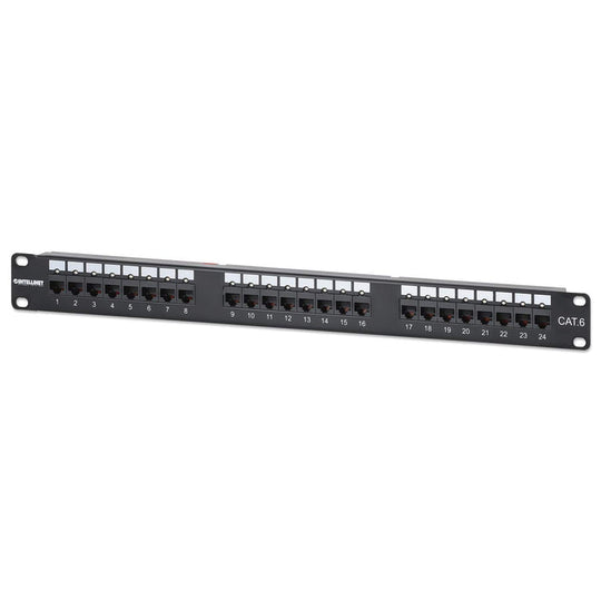 Intellinet Port Identifier Cat6 24-Port Patch Panel with LEDs, 1U