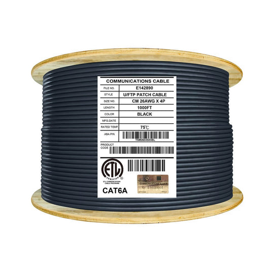 ABA Elite Cat6A Shielded Stranded CM - 10Gb, 26AWG, U/FTP, Bulk Networking Cable - 1000ft Spool