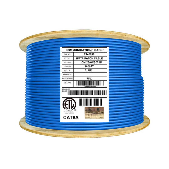 ABA Elite Cat6A Shielded Stranded CM - 10Gb, 26AWG, U/FTP, Bulk Networking Cable - 1000ft Spool