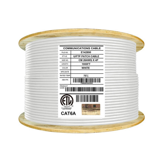 ABA Elite Cat6A Shielded Stranded CM - 10Gb, 26AWG, U/FTP, Bulk Networking Cable - 1000ft Spool