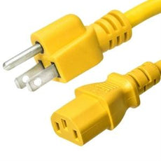 5-15P to C13 Power Cord –15A, 125V, 14/3 SJT - Yellow