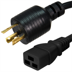 L6-20P to C19 Power Cord – 20A, 250V, 12/3 SJT, Black