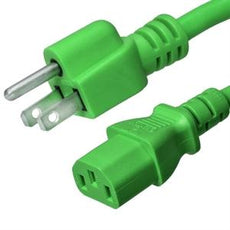 5-15P to C13 Power Cord –15A, 125V, 14/3 SJT - Green