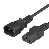 World Cord C14 to C13 10A 250V 18/3 SVT Power Cord - Black