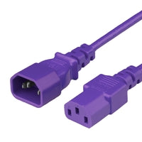 World Cord C13 C14 10A 250V 18/3 SJT Power Cord - Purple