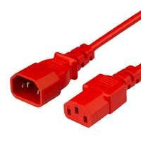 World Cord C13 C14 10A 250V 18/3 SJT Power Cord - Red