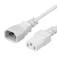 World Cord C13 C14 10A 250V 18/3 SJT Power Cord - White