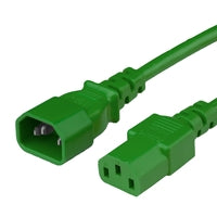 World Cord C13 C14 15A 250V 14/3 SJT Power Cord - Green