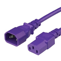 World Cord C13 C14 15A 250V 14/3 SJT Power Cord - Purple