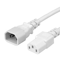 World Cord C13 C14 15A 250V 14/3 SJT Power Cord - White