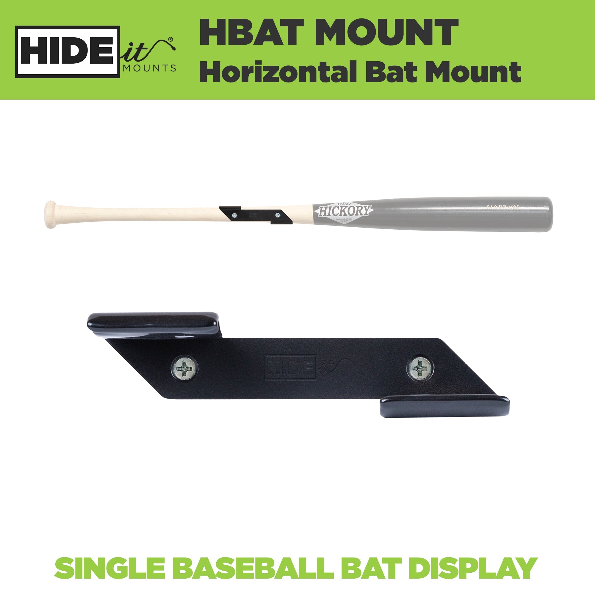 HIDEit Mounts Mini Bat Mount Horizontal Mini Baseball Bat Holder Displays 5  Mini Souvenir Bats 