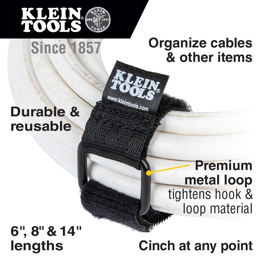Klein Tools 450-600 Hook and Loop Cinch Straps, 6 inch, 8 inch and 14 inch Multi Pack