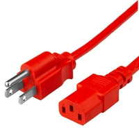 World Cord 5-15P to C13 10A 125V 18/3 SJT Power Cord - Red