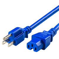 World Cord 5-15P to C15 15A 125V 14/3 SJT Power Cord - Blue