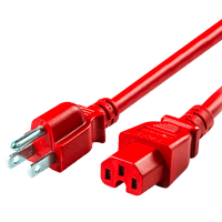 World Cord 5-15P to C15 15A 125V 14/3 SJT Power Cord - Red