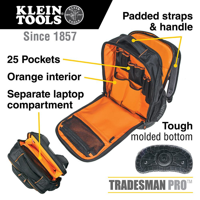 Klein Tools 55456BPL Tradesman Pro Tech Backpack, Tool Bag