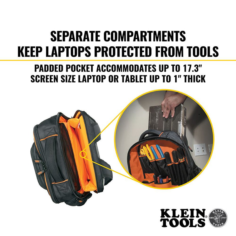 Klein Tools 55456BPL Tradesman Pro Tech Backpack, Tool Bag