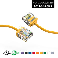 Cat6A Super-Slim Ethernet Patch Cable, UTP, Bare Copper, 32AWG - Yellow