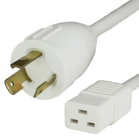 World Cord L6-20P to C19 15A 250V 14/3 SJT Power Cord - White