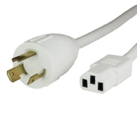 World Cord NEMA L6-20P to C13 15A 250V 14/3 SJT Power Cord - White