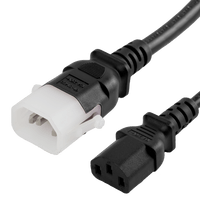 World Cord C13 C14 P-LOCK 10A 250V 18/3 SVT Power Cord - Black