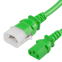 World Cord C13 C14 P-LOCK 10A 250V 18/3 SVT Power Cord - Green