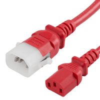 World Cord C13 C14 P-LOCK 10A 250V 18/3 SVT Power Cord - Red