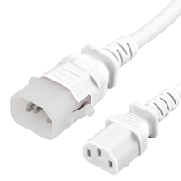 World Cord C14 C13 P-LOCK 15A 250V 14/3 SJT Power Cord - White