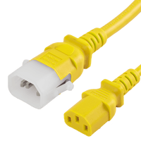 World Cord C13 C14 P-LOCK 10A 250V 18/3 SVT Power Cord - Yellow