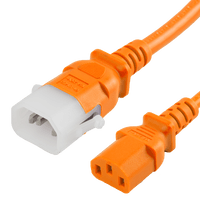 World Cord C14 C13 P-LOCK 15A 250V 14/3 SJT Power Cord - Orange