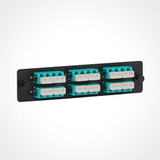 ICC Fiber Optic Adapter Panel, Quad LC, 24F, Aqua, 10G