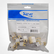 ICC RJ11/14/25 Voice High Density Keystone Jack 25 Pack