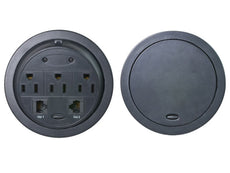 Kable Kontrol Powertap Desk Outlet Power Grommet - 3 Power Outlets + 2 Ethernet Ports