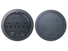 Kable Kontrol Powertap Desk Outlet Power Grommet - 3 Power Outlets + 2 Powered USB